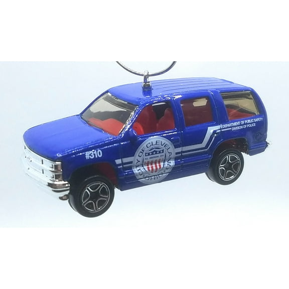 Christmas Ornament for 1997 Chevy Tahoe Police Vehicle Blue