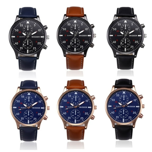 Weicam 6 Pcs Wholesale Watches Men Retro Leather Strap Watch Analog Quartz Wrist Watches