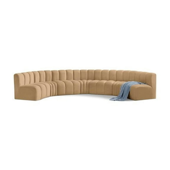 Meridian Furniture Arc Camel Velvet Modular Sectional
