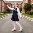 thumbnail image 5 of FINALGANG Kids Girls Adjustable Pearl Strap Front Bow Mary Jane Shoes Flat Block Heel Soft Insole Daily Dress Shoes Versatile Shoes 3-3.5 Years, 5 of 6