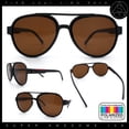 thumbnail image 2 of Polarized Mens Metal Flex Hinge Round Fashion Racer Plastic Sunglasses All Brown, 2 of 8