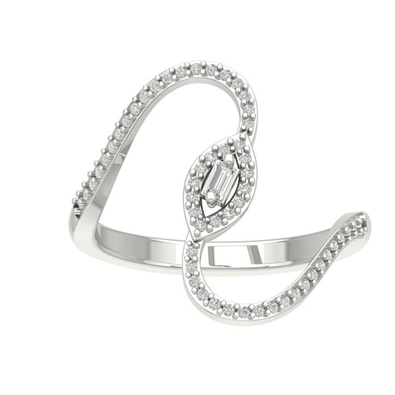 Araiya 10K White Gold Diamond Bypass Band Ring (1/4 cttw, I-J Color, I2-I3 Clarity), Size 7