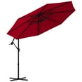thumbnail image 2 of Gymax 10Ft Patio Solar LED Outdoor Offset Hanging Umbrella w/ 24 Lights Burgundy, 2 of 9
