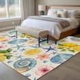thumbnail image 4 of Coastal Area Rugs 5'x7', Washable Small Throw Rugs for Laundry Room Playroom, Summer Lemon Flower Shell Starfish Rustic Indoor Outdoor Rug Non-Slip Low Pile Carpet Runner Reversible Floor Mats, 4 of 8