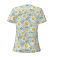 thumbnail image 4 of Naloa Daisies Flowers Print T-Shirts Short Sleeve V Neck Tees for Women Fashion Tops Trendy Lightweight Soft Casual Summer Outfits Clothes, 4 of 5