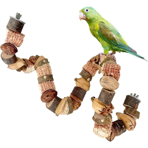 Bird Chew Toys, 27.5in Parakeet Natural Corn Stick Parrot Hanging Toys Perch Stand for Conure Cockatiel Parrotlet Budgie