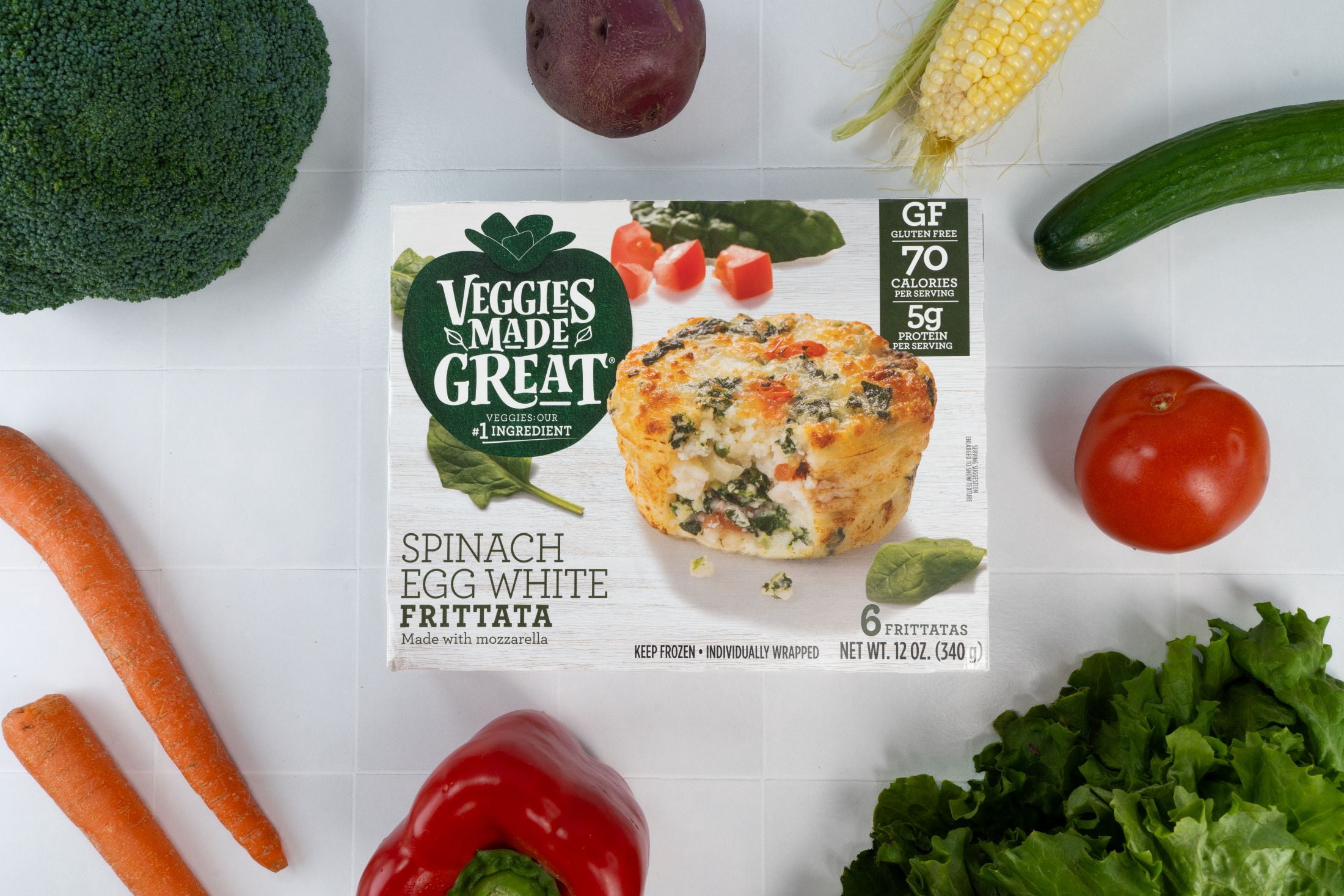 Veggies Made Great Spinach Egg White Frittata, 12oz, 6ct Box (Frozen)
