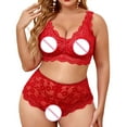 thumbnail image 5 of Bjutir Plus Size Sexy Lingerie Set For Women V Neck High Waist Floral Lace Bra With Panty 2 Piece Set Underwire Set Red, 5 of 5
