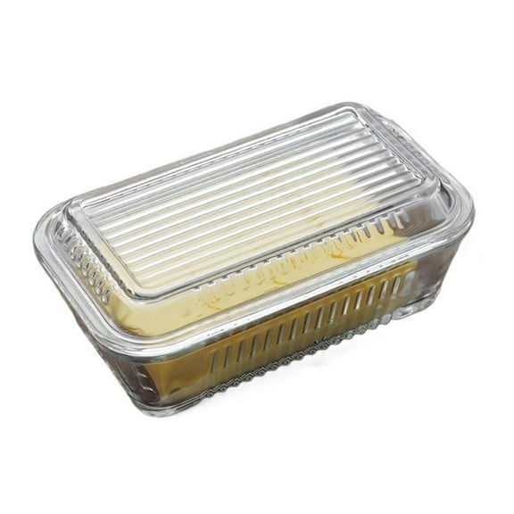 Transparent Glass Butter Dish Glass Box with Lid, Butter Box Cheese Box Suitable for Restaurants, Hotel Banquets