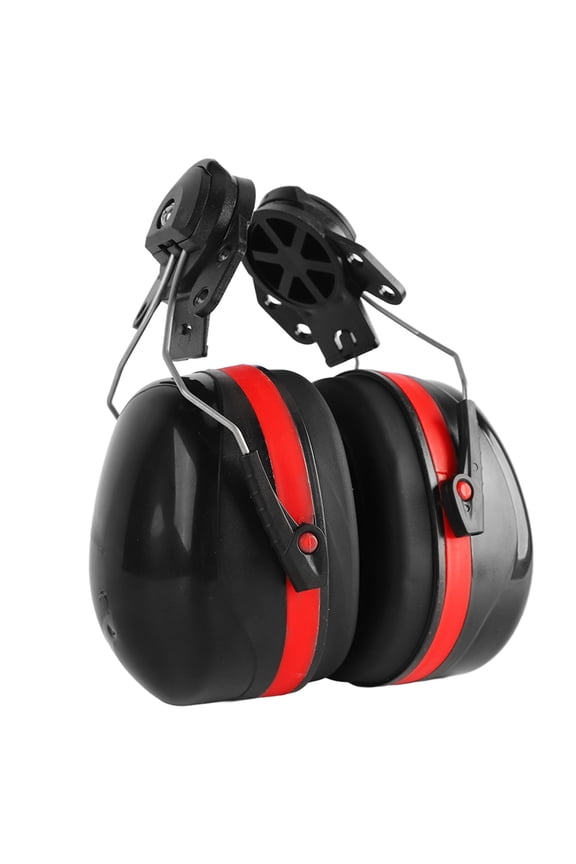 HE-001 Adult Red Black Hard Hat Attachment Protective Ear Muffs Noise Reduction Rating 31 dB Count Per Pack 2 Angle Adjustable Telescopic Helmet Earmuff Construction Work (7.87 inches/20 cm)