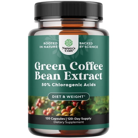 Natures Craft Green Coffee Bean Extract with Chlorogenic Acids, Weight Loss Supplement, 120 Capsules