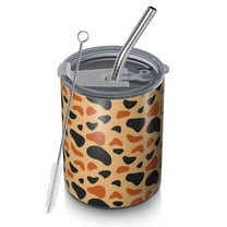 Leopard 12oz Stainless Steel Coffee Mug – Double-Wall Insulated Cup with Spill-Resistant Lid, 360° Full-Print Design, Keeps Drinks Hot & Cold for Home, Office, Travel,Thanksgiving,Christmas