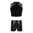 thumbnail image 2 of YUUMIN Kids Girls 2 Piece Dance Outfits Shiny Crop Top Sports Bra with Shorts Set Gymnastics Leotard Black 14, 2 of 5