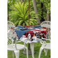 thumbnail image 2 of Outdoor Tablecloth with Umbrella Hole and Zipper, Christmas Round Table Cloth 54 Inch Waterproof Tablecloth, Red Truck Xmas Tree Winter Snowflakes Elk Picnic Table Cover for Patio Camping, 2 of 7