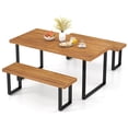thumbnail image 2 of Costway 3PCS Patio Dining Table Set, 63” Rectangle Table 2 Backless Bench Umbrella Hole, 2 of 10
