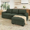 thumbnail image 3 of Marrber 87" L-Shaped Sectional Sofa Bed, Plush Corduroy Sleeper with Storage Chaise for Living Room, Green, 3 of 9