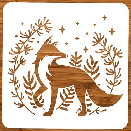1 pc Fox Star Painting Stencil 11.81x11.81 Inch Reusable Craft Stencils Hollow Out Drawing Painting Template for Painting on Wood Fabric Paper Walls Canvas Furniture