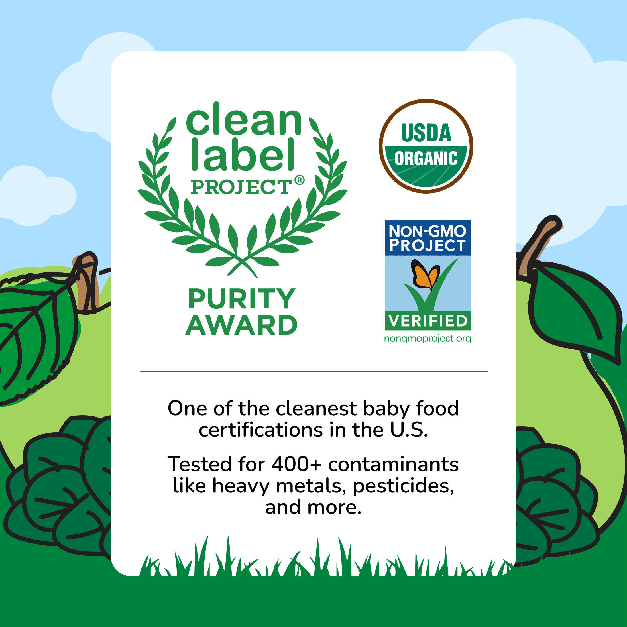 Little Brainiac Organic Fruit & Veggie Baby Food Pouch with Omega-3s, Apple Spinach Pear, 3.5oz, 6ct
