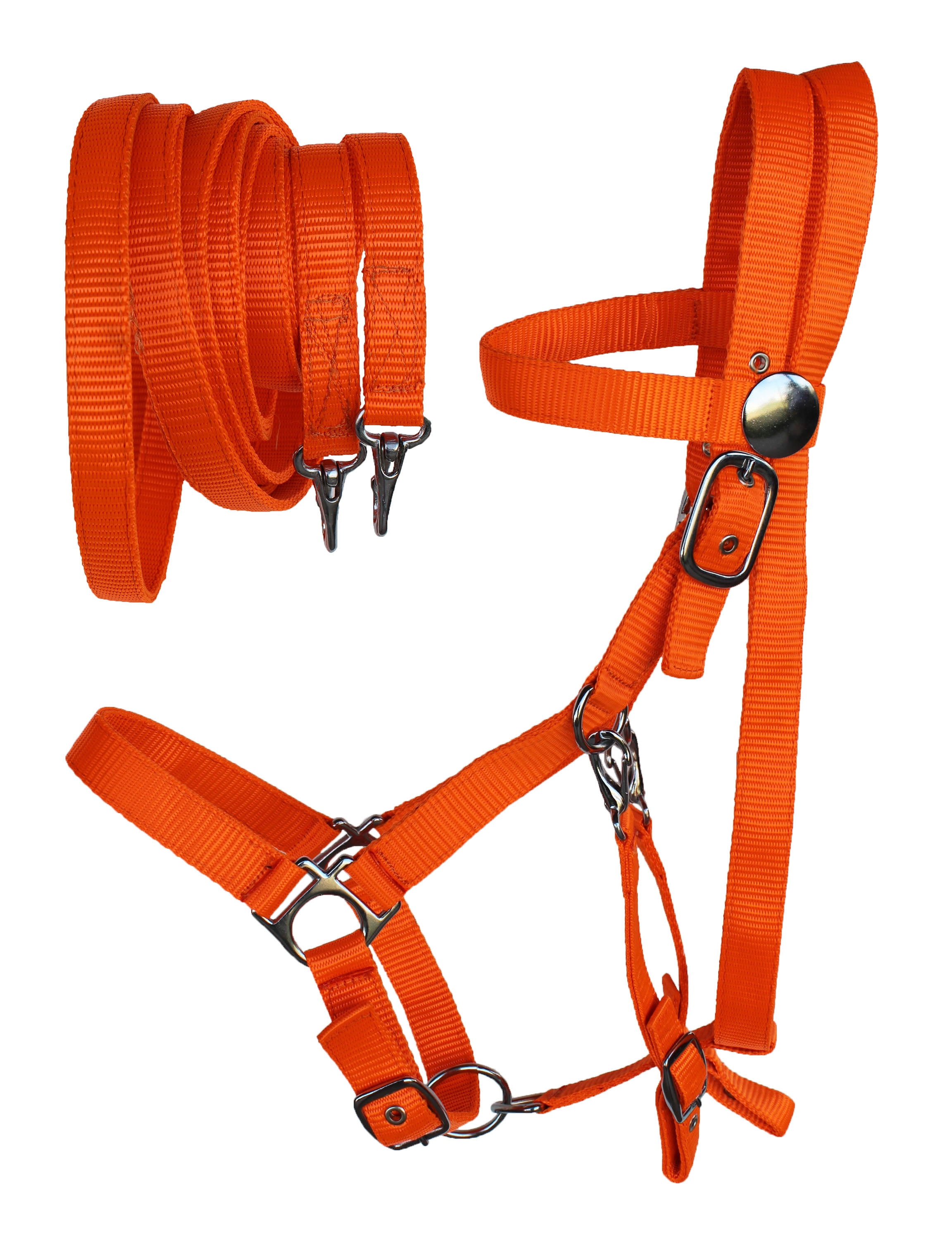 ENGLISH WESTERN HORSE NYLON BRIDLE SIDEPULL HALTER REINS ORANGE 60111OR