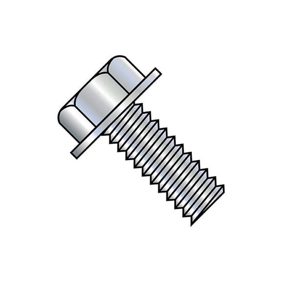 #6-32 x 1 in Hex Hex Machine Screw, Zinc Plated Steel, 8000 PK