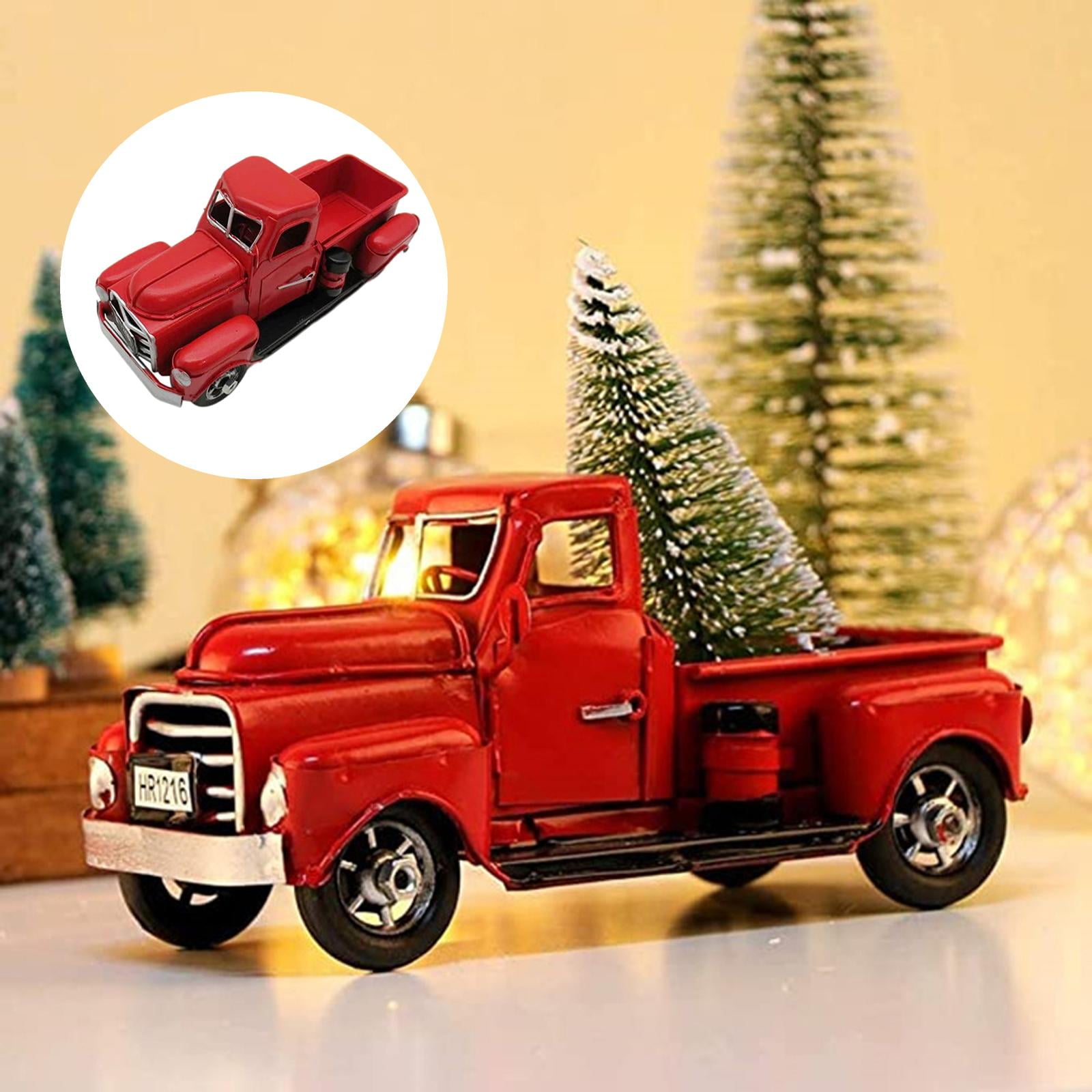 Vintage Truck Model Christmas Ornaments Car Adornments Classic Cars Desktop  Decoration Toy with Santa Claus for Home Office
