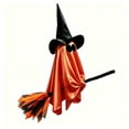 thumbnail image 2 of Orangide Outdoor Halloween Decoration Hanging Ghost Witch, 28 In Large Hanging Flying Ghost on Broomstick with Witch Hat Lighted, Ghost Decor for Porch Yard Tree, 2 of 7