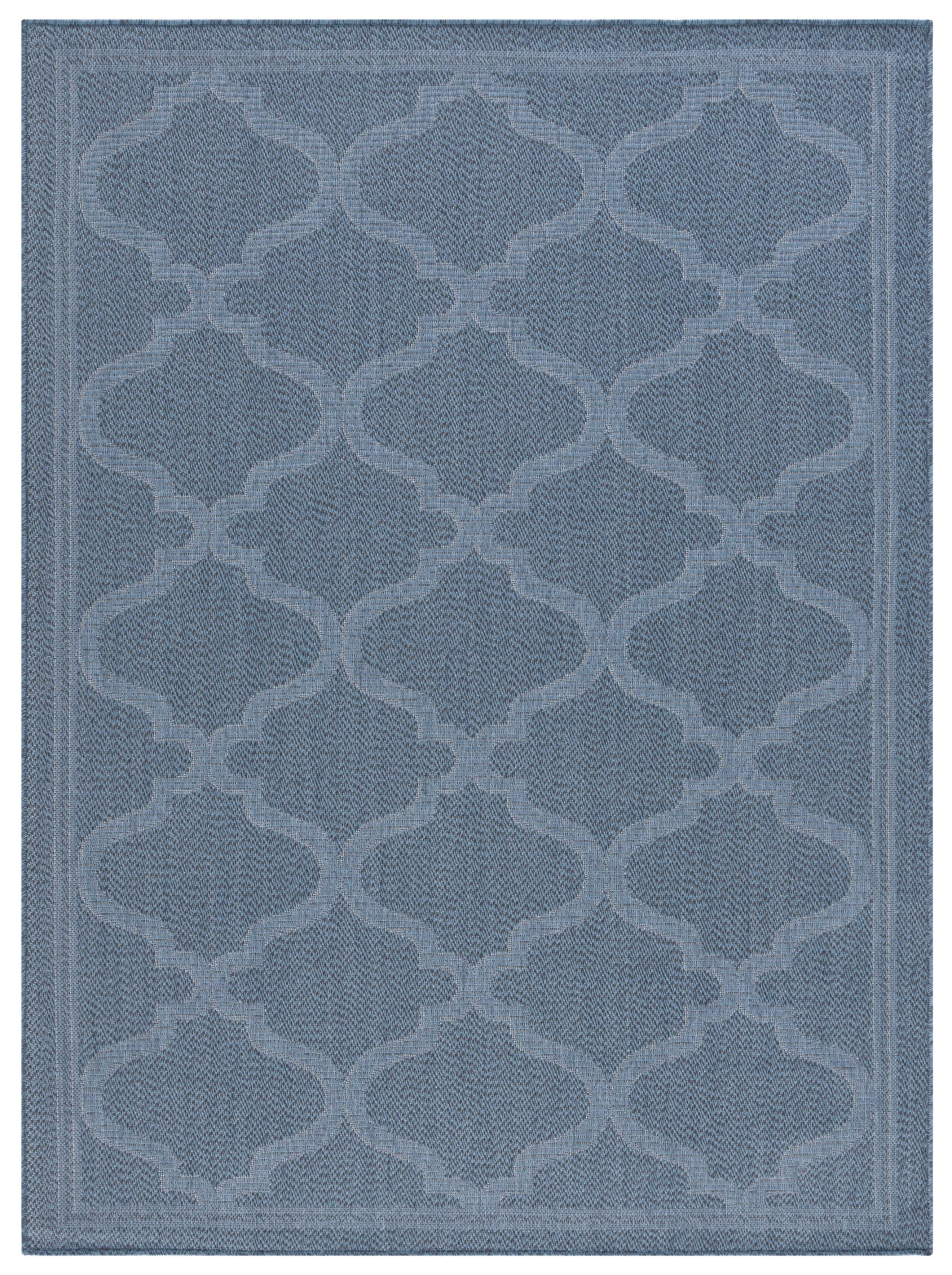 SAFAVIEH Machine Washable Rug Indoor/Outdoor Bermuda Collection - Bermuda Tamaya Geometric Machine Washable Indoor/Outdoor Area Rug, Navy, 9' x 12'