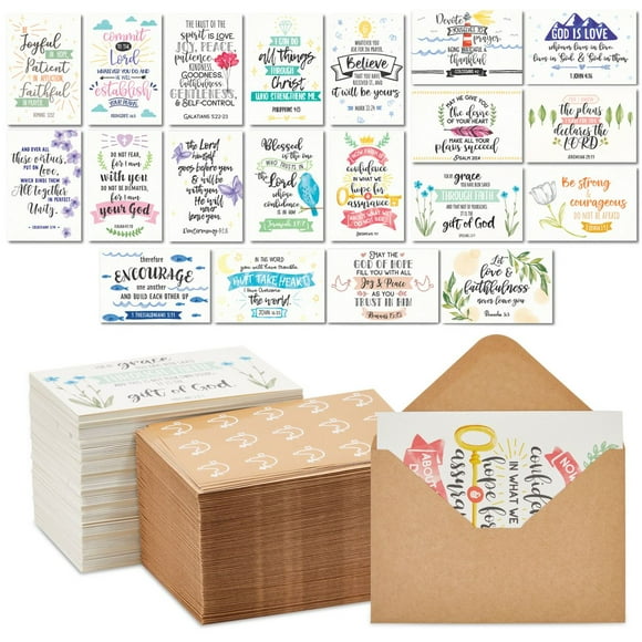 120 Pack Boxed 4x6 in. Religious Baptism Verse Black Blank Greeting Note Cards Bulk with Envelopes Set for Thank You, Christian, 20 Designs