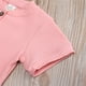 thumbnail image 4 of Gibobby Conjunto de leggings para bebés y niñas Bebé recién nacido niñas algodón verano sólido acanalado manga corta mono pantalones cortos conjunto trajes(Rosa, 1-2 Años), 4 of 5