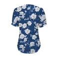 thumbnail image 5 of T Shirts For Women Womens Tops V Neck Tops Puff Short Sleeve T Shirt Pleated Floral Printed Tunic Blouse Shirts, 5 of 7