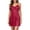 Wine, variant on Women's Satin Mini Chemise Nightgown Spaghetti Strap Lace V Neck Soft Loose Fitting Summer Night Sleep Dress Blue One Size
