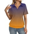 thumbnail image 2 of Lumtrix Womens Polo Shirts Short Sleeve Summer Gradient Tops Business Casual Tees Collared V Neck T Shirt Fashion Loose Fit Tee Orange XL, 2 of 4