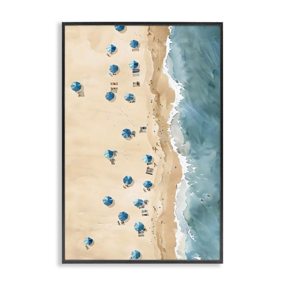 Stupell Industries Contemporary Beach Club Vacation Black Framed Giclee Art, 12 x 18, by LSR Design Studio