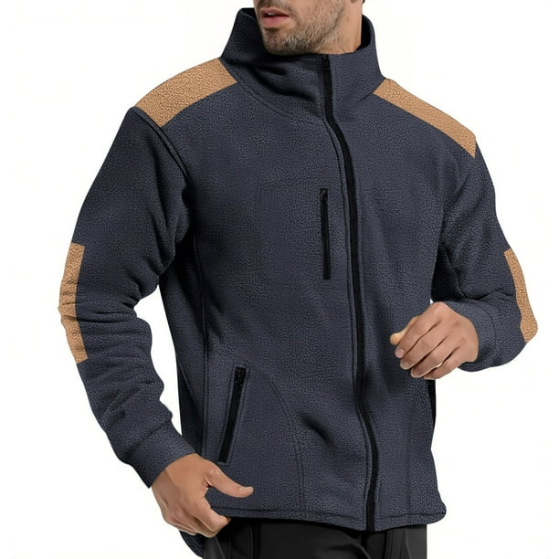 pstuiky Camisas de invierno de manga larga para hombre, Camisa informal de manga larga con cuello alto y cremallera en la muñeca para hombre Tops casuales para hombres xxxl