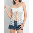 thumbnail image 5 of Biezeib Womenacute;s Summer Lace Slim Cami Tops Front Mini Bowknot Spaghetti Strap Vest Slit Hem Camisole, 5 of 6