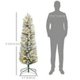 thumbnail image 3 of HOMCOM 5 Foot Snow Flocked Artificial Pencil Christmas Tree with Lights, 3 of 10