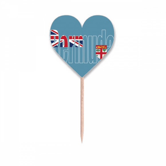 Bermuda Country Flag Name Toothpick Flags Heart Lable Cupcake Picks