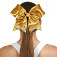 thumbnail image 2 of Chassé Girls' Metallic Rhinestone Performance Hair Bow Metallic Purple, 2 of 2