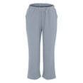 thumbnail image 2 of Outfmvch capri pants for women linen pants women baggy pants women leggings with pockets for women womens capri pants Tightness Pocket Trousers Cotton Pants Clothes Solid Casual Pants Light Blue 2XL, 2 of 8