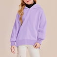 thumbnail image 7 of Drop Shoulder Solid Color Casual Tops, Long Sleeve Pullover Tops Kids 5-14 Years Hoodies Kangaroo Pocket Kids Tops Girls Casual Pullover Fleece Lined Pullover, Light Violet 160, 7 of 7