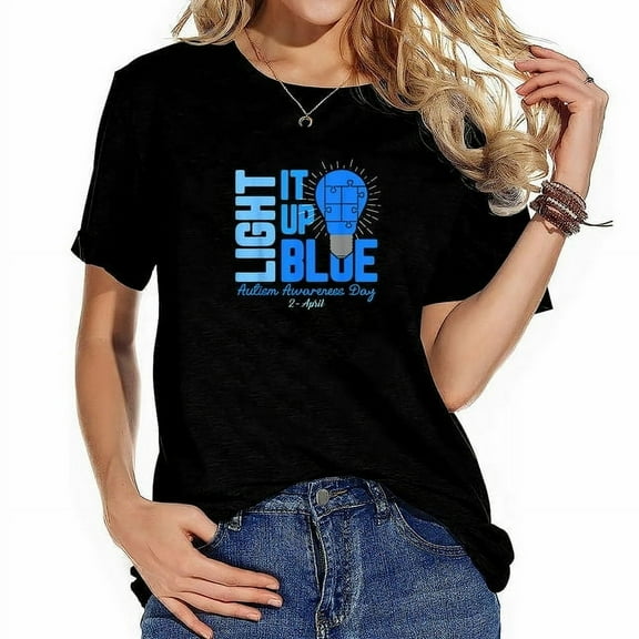 Womens Light It Up Blue Autism Awareness T Shirt Kids Men Women T-Shirt