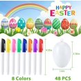 thumbnail image 2 of Kit de decoración de huevos de Pascua, 48 piezas de adornos colgantes de plástico para huevos de Pascua para que los niños pinten y decoren, con pegatinas de bolígrafo de color, 2 of 4