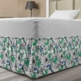 thumbnail image 1 of Floral Bed Skirt, Drawings of Exotic Flowers and Island Leaves, Elastic Bedskirt Dust Ruffle Wrap Around for Bedding Decor, 4 Sizes, Shamrock Green White, by Ambesonne, 1 of 2