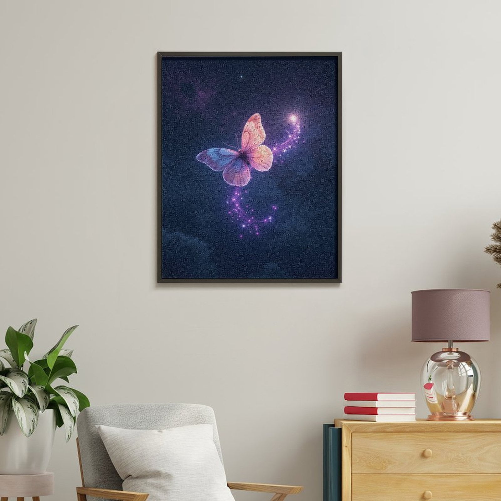 Paint By Numbers Kit for Adults Beginner - DIY Butterfly Night Sparkling Flight Canvas Painting Kits for Adults, Frameless Paint By Number for Adults for Home Wall Decor 16x20 Inch