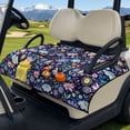 thumbnail image 2 of COEQINE Universal Golf Cart Seat Cover with Bag-Style Fold Design, Includes Carry Handle, Fits Most 2-Seaters, 51.2x30.3 Inch, Quilted Padding & 4 Front Pockets, Blue Purple Lotus Hippie Flower, 2 of 8