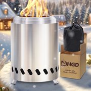 HGD 9 in Tabletop Fire Pit, Camping Essentials For Smokeless Firepit Tabletop, Small Fire Pit for Urban & Suburbs, Stainless Steel, Fueled by Pellets or Wood, with Carry Bag