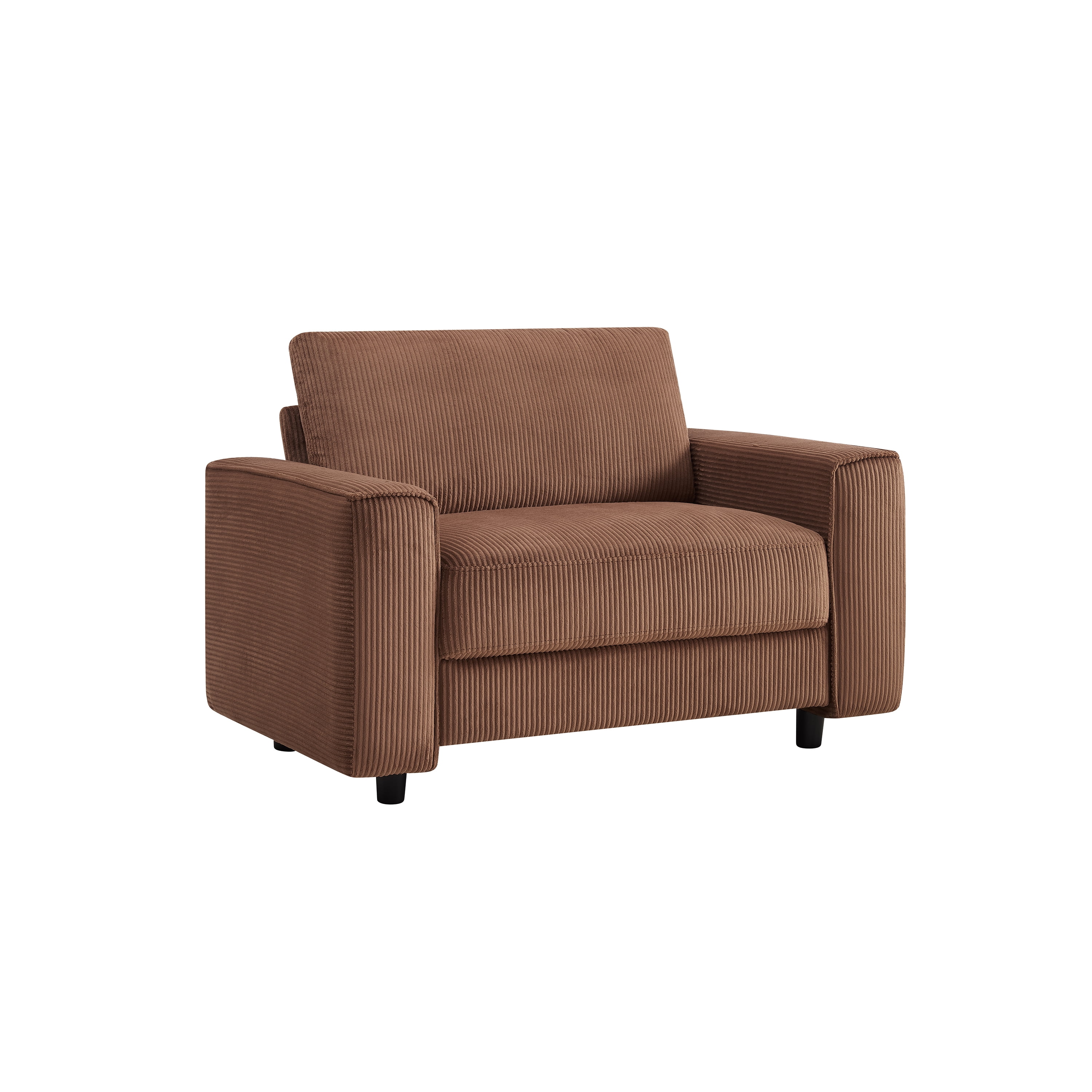 Modern Contemporary Upholstered Corduroy Plush Tufted Chair, Brown
