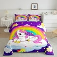 thumbnail image 2 of Feelyou Dreamy Unicorn Child Queen Comforter Set, Purple Galaxy Sky Rainbow Bedding Sets, Kawaii Magic Animal Reversible Bedding Comforter Set, Super Cozy Room Decor, 3 Pieces, 2 of 8
