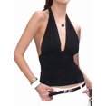 thumbnail image 1 of Womens Fashion Versatile Solid Color Halter V Neck Backless Slim Fit Sleeveless Vest Top, 1 of 9