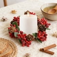 thumbnail image 4 of Un Porte-Bougie Décoratif Personnalisé en Forme de Couronne Artificielle, Couronne Décorative de Baies Rouges pour la Maison, Mur, Table, Plastique 3,9 Pouces, 4 of 6